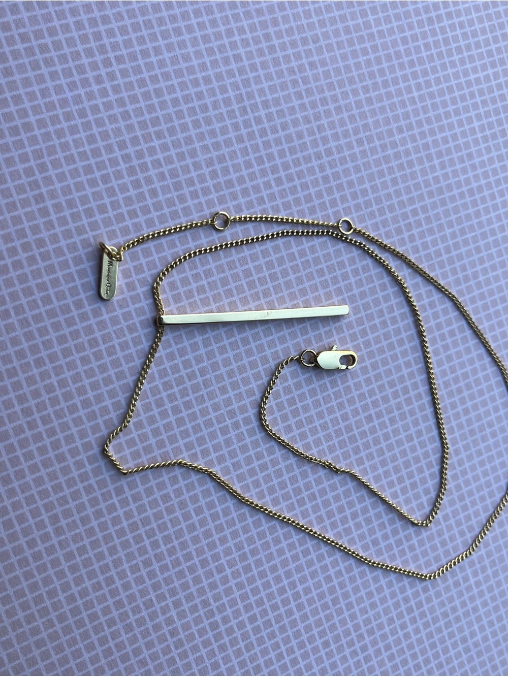 Massimo Dutti Gold Bar Pendant Necklace